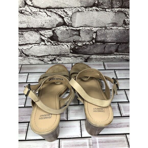 Johnston & Murphy Kayla Taupe Leather Heel Strappy Sandals Women’s Sz 9M US/40EU - Picture 5 of 16
